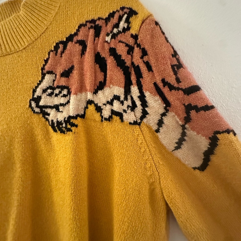 MINKPINK Mustard Sweater with Leopard Design - Picture 2 of 4
